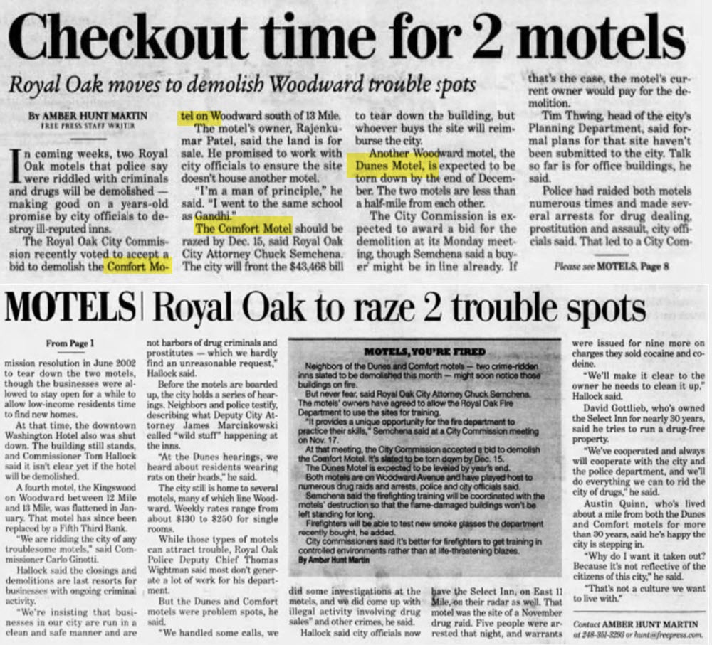 Comfort Motel - Nov 28 2003 Article